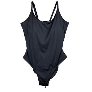 TA3 Lacey Black One Piece Swimsuit Lace-Up Corset Back Sculpting XL